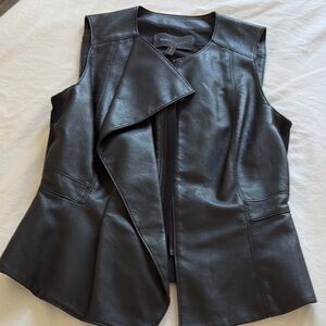 BCBGMaxAzria Black Leather Vest with Structured Shoulders